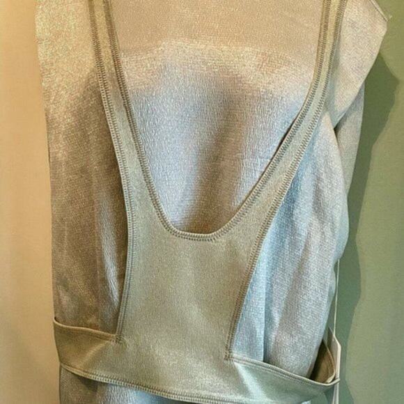 Valentino Contrast Bodice Sleeveless Top silver and Water Green - Picture 10 of 12